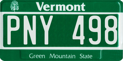 VT license plate PNY498