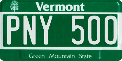 VT license plate PNY500