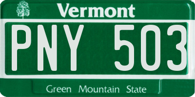 VT license plate PNY503