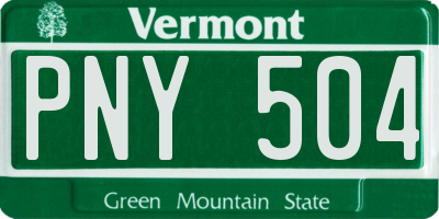 VT license plate PNY504