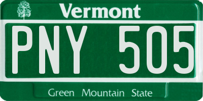 VT license plate PNY505