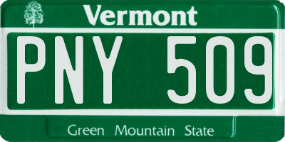 VT license plate PNY509
