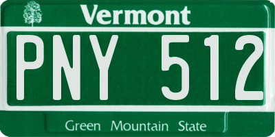 VT license plate PNY512