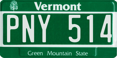 VT license plate PNY514