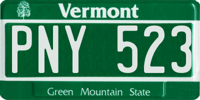 VT license plate PNY523