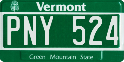 VT license plate PNY524