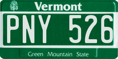 VT license plate PNY526