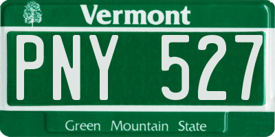 VT license plate PNY527
