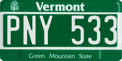 VT license plate PNY533