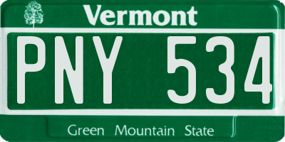 VT license plate PNY534