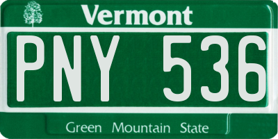 VT license plate PNY536