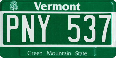 VT license plate PNY537