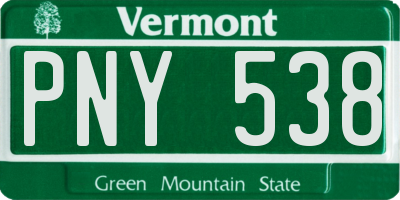VT license plate PNY538