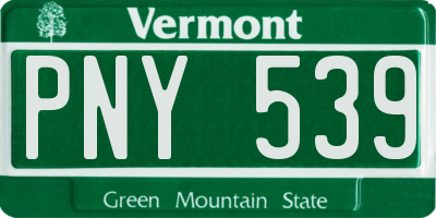 VT license plate PNY539