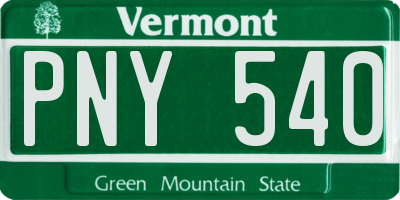 VT license plate PNY540