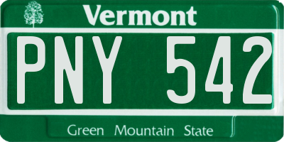 VT license plate PNY542