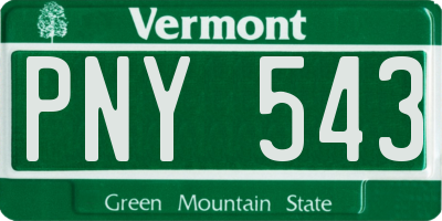 VT license plate PNY543