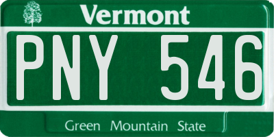 VT license plate PNY546