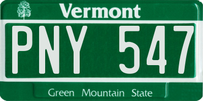 VT license plate PNY547
