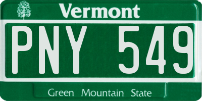 VT license plate PNY549