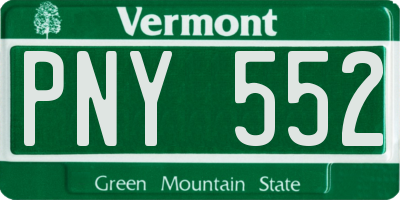 VT license plate PNY552