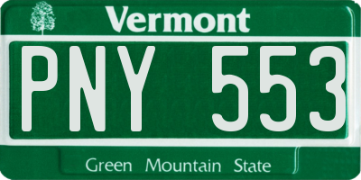 VT license plate PNY553