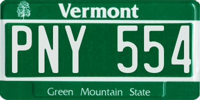 VT license plate PNY554