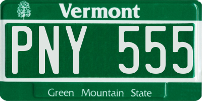 VT license plate PNY555
