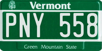 VT license plate PNY558