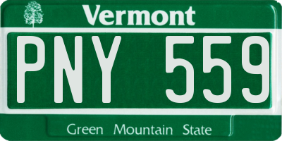 VT license plate PNY559