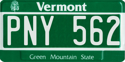 VT license plate PNY562