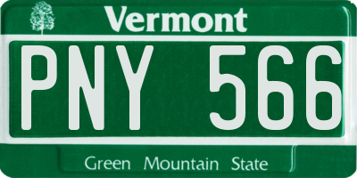 VT license plate PNY566