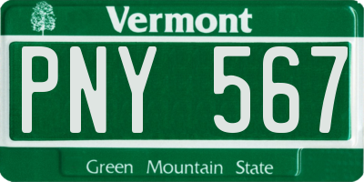 VT license plate PNY567