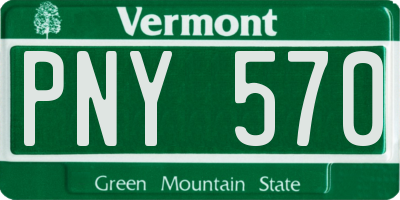 VT license plate PNY570