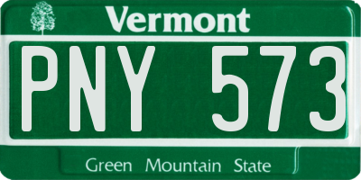 VT license plate PNY573