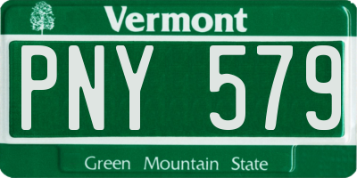 VT license plate PNY579