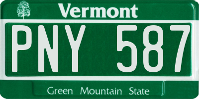 VT license plate PNY587
