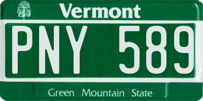 VT license plate PNY589