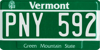 VT license plate PNY592
