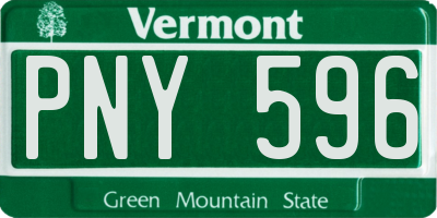 VT license plate PNY596