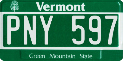 VT license plate PNY597