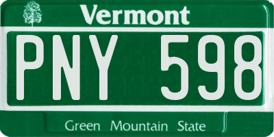 VT license plate PNY598