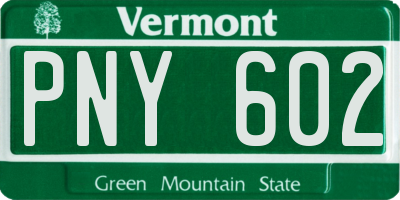 VT license plate PNY602