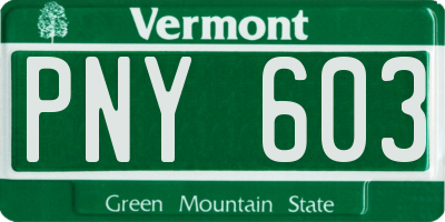 VT license plate PNY603