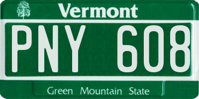 VT license plate PNY608