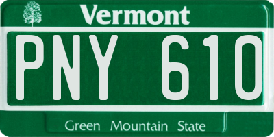 VT license plate PNY610