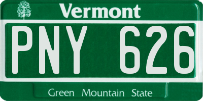 VT license plate PNY626