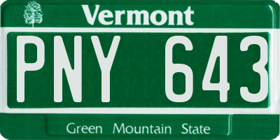 VT license plate PNY643