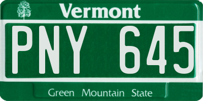 VT license plate PNY645