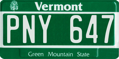 VT license plate PNY647